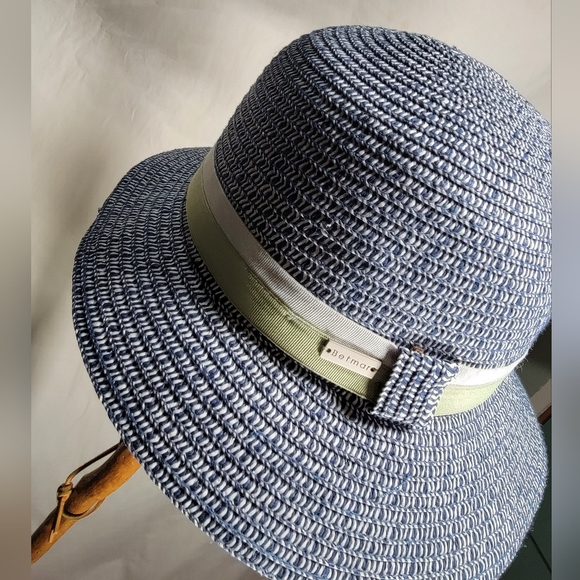 Beautiful NWOT Betmar Jess style sun hat in blue & white poly braid. New no tags - Picture 5 of 10